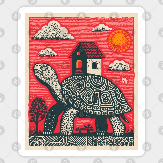 Slow Journey Home | Surreal Tortoise Print Magnet by TuncGK